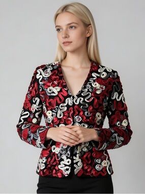 THE TRAVEL COLLECTION | Ribbon Rosette Jacket Sz S